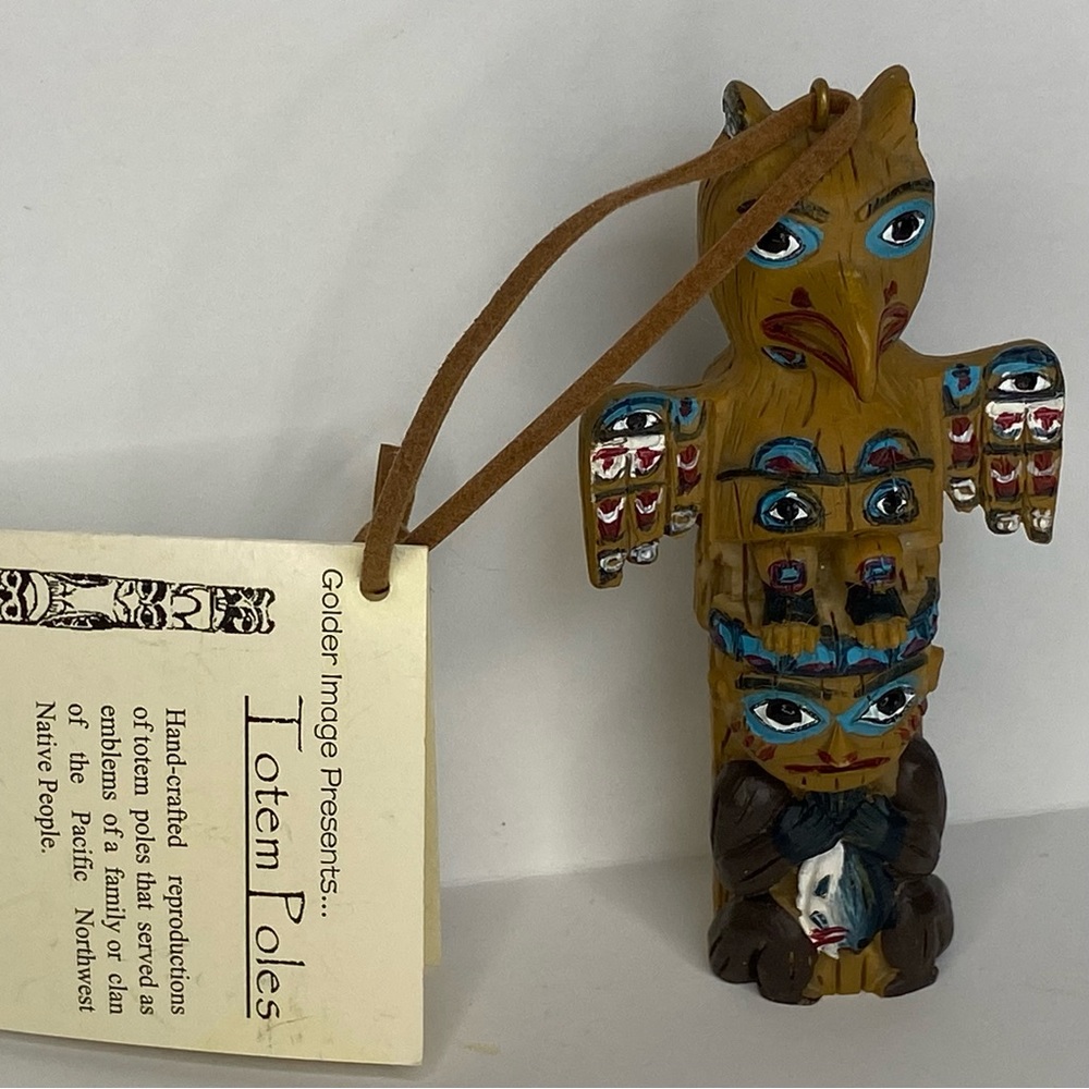 Golder Image Totem Pole Ornament Hand-crafted Reproduction Alaska New tag 5”